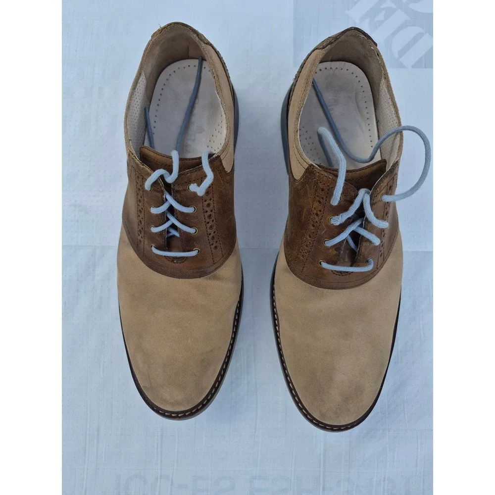 Cole Haan Nike Air Mens Saddle Shoes Brown Tan Suede Oxfords C10535 10.5M